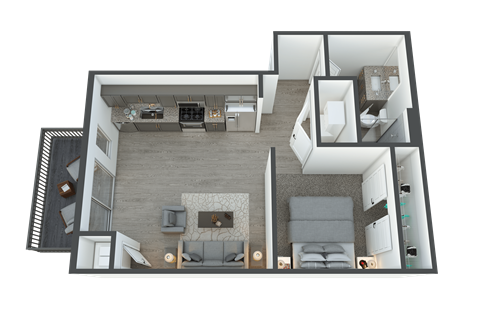 Floor plan for studio, 1 bath, 606 sqft
